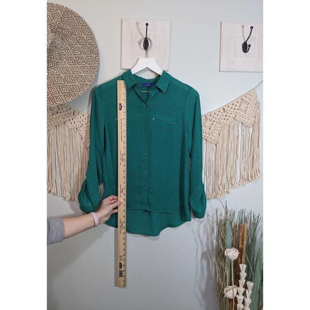 APT 9 Teal and Black Polka Dot LS Top - Picture 6 of 14